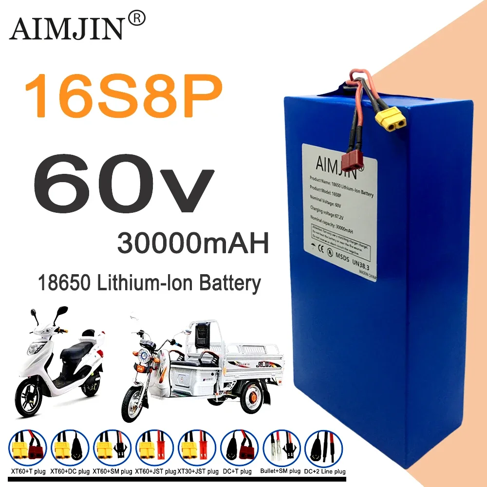 60V 50Ah Electric Scooter Battery - Bateria de Lítio Nova 16S8p 1000-3000W