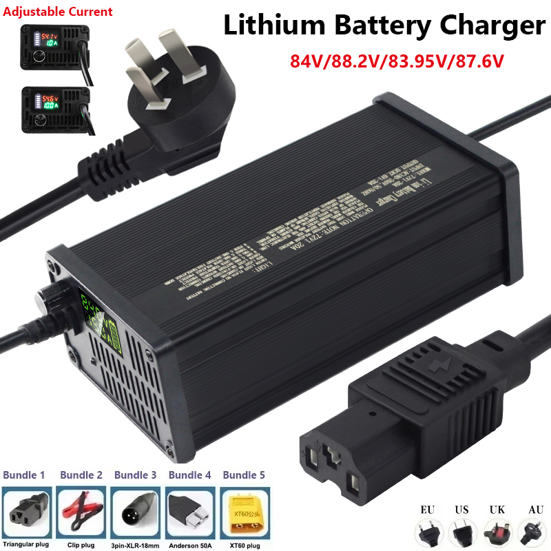 72V 15A Fast Charger - Carregador de bateria de lítio ajustável