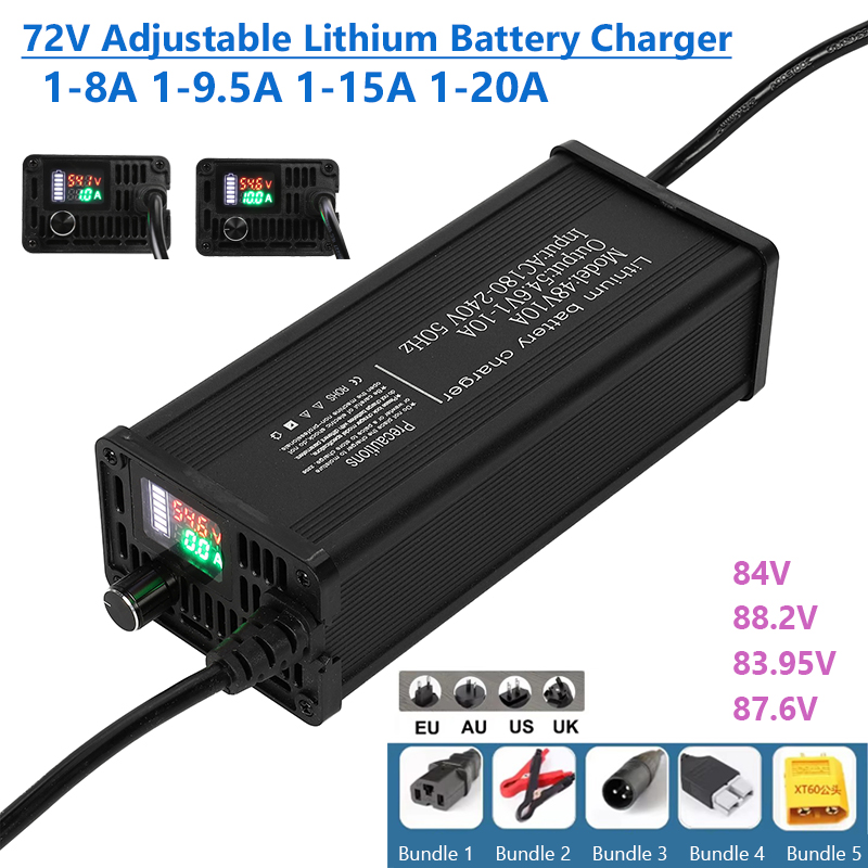 72V 15A Fast Charger - Carregador de bateria de lítio ajustável